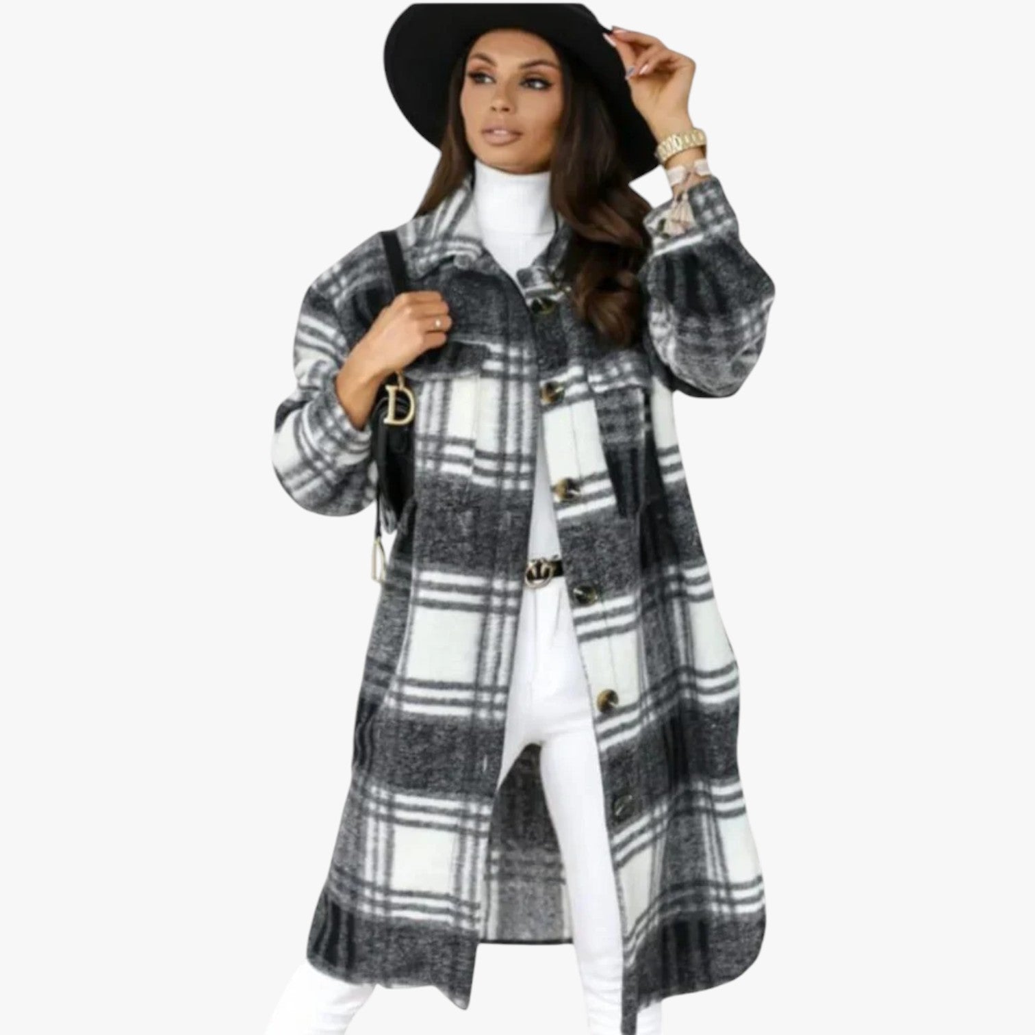 Calina - Karierten Mantel für Damen